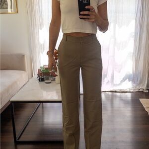 Tan High-Waisted Trousers